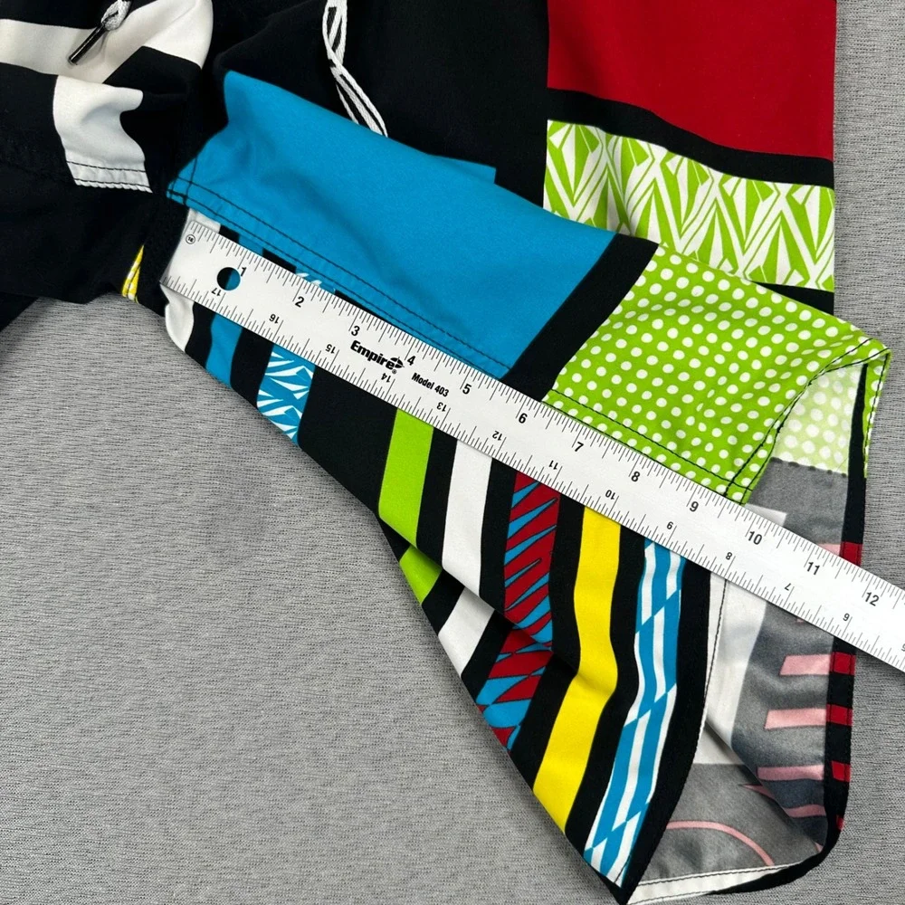 Volcom Crazy 8 Mod Board Shorts Mens 30 Black White Multi Color Stripe Y2K